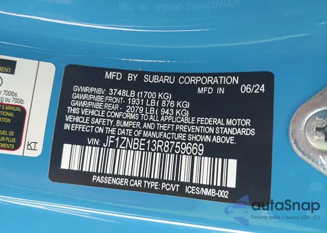 2024 Toyota Gr86 Premium из США, поврежденный, VIN JF1ZNBE13R8759669